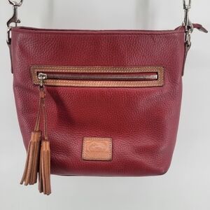 Dooney & Bourke Red Burgundy Pebbled Leather Crossbody Bag